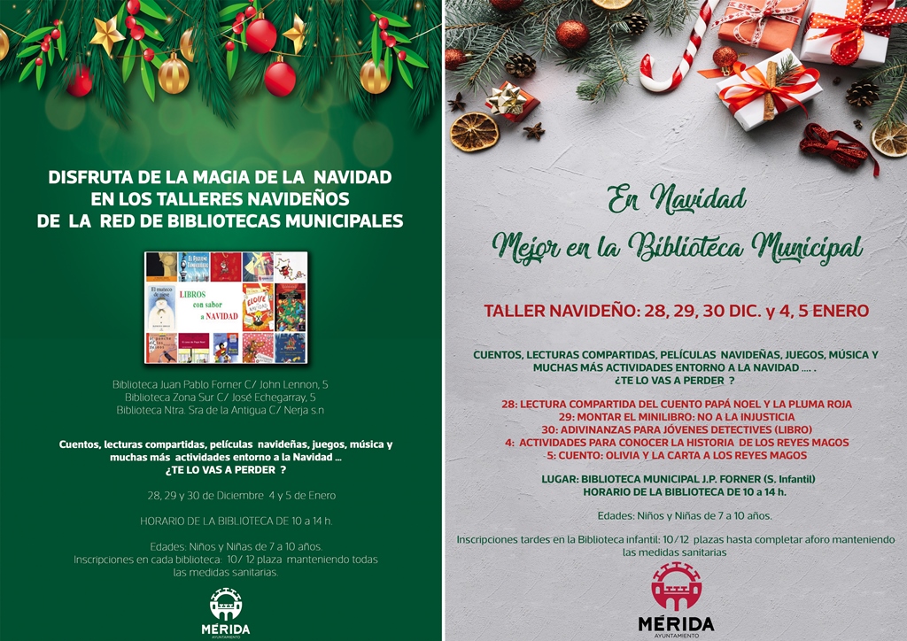 Las bibliotecas municipales programan para la Navidad diferentes actividades como talleres, lecturas dramatizadas y cuentacuentos para los más jóvenes