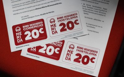 El alcalde de Mérida anuncia que 369 empresas de Mérida se beneficiarán de los bonos de consumo que comenzarán a canjearse el 7 de mayo
