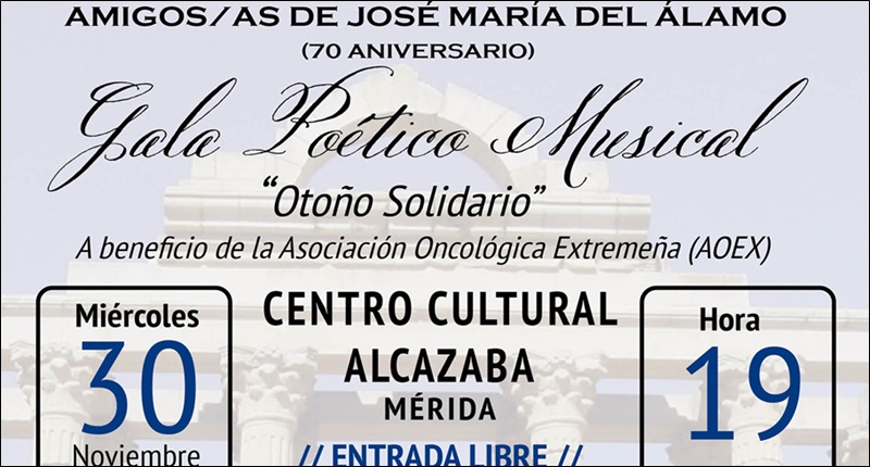 El Centro Cultural Alcazaba acoge mañana una Gala Poético-Musical a beneficio de AOEX