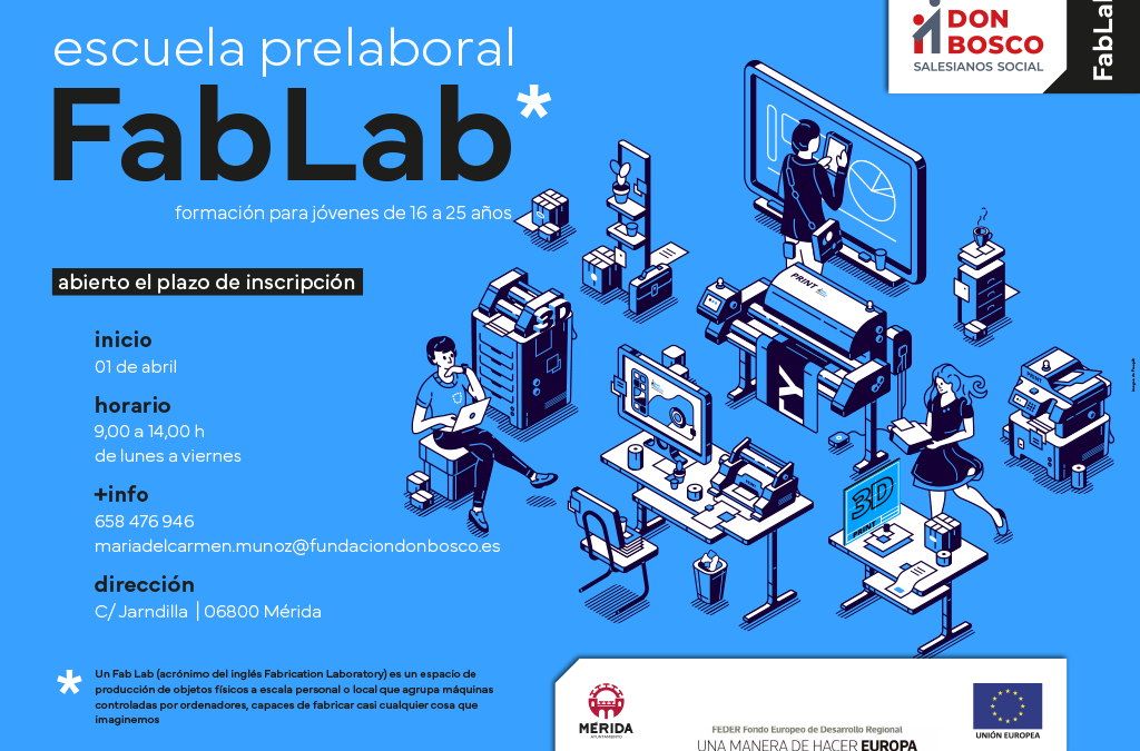 La Escuela Digital del Ayuntamiento de Mérida, gestionada por Fundación Don Bosco dará comienzo el 10 de abril