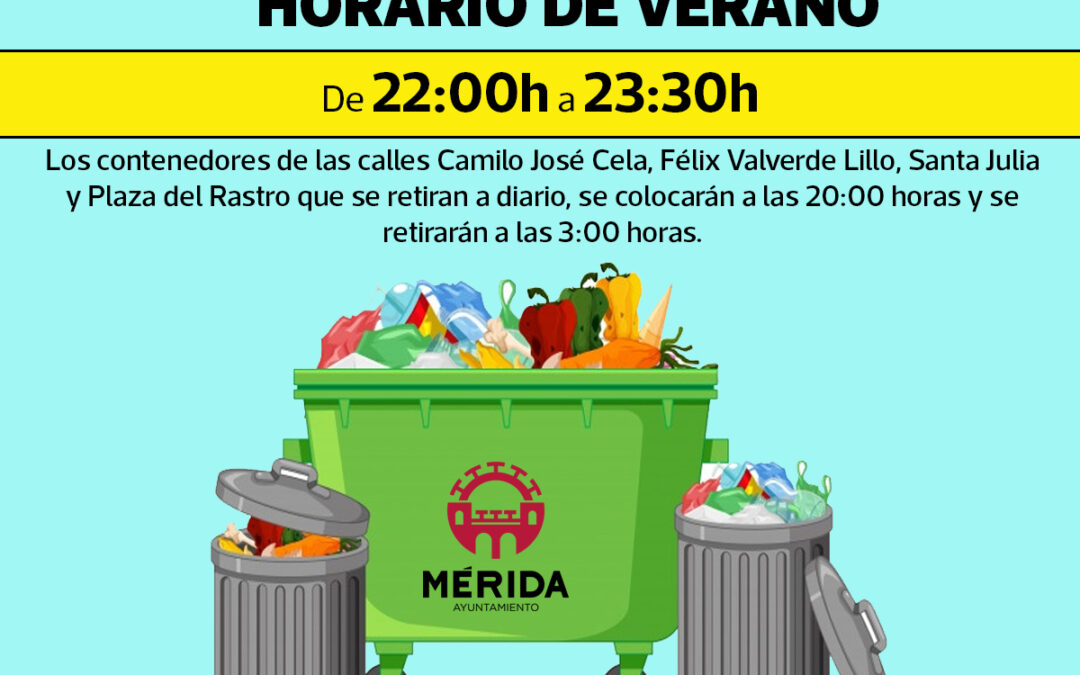 Entra en vigor el horario de verano de recogida de residuos y depósito en los contenedores