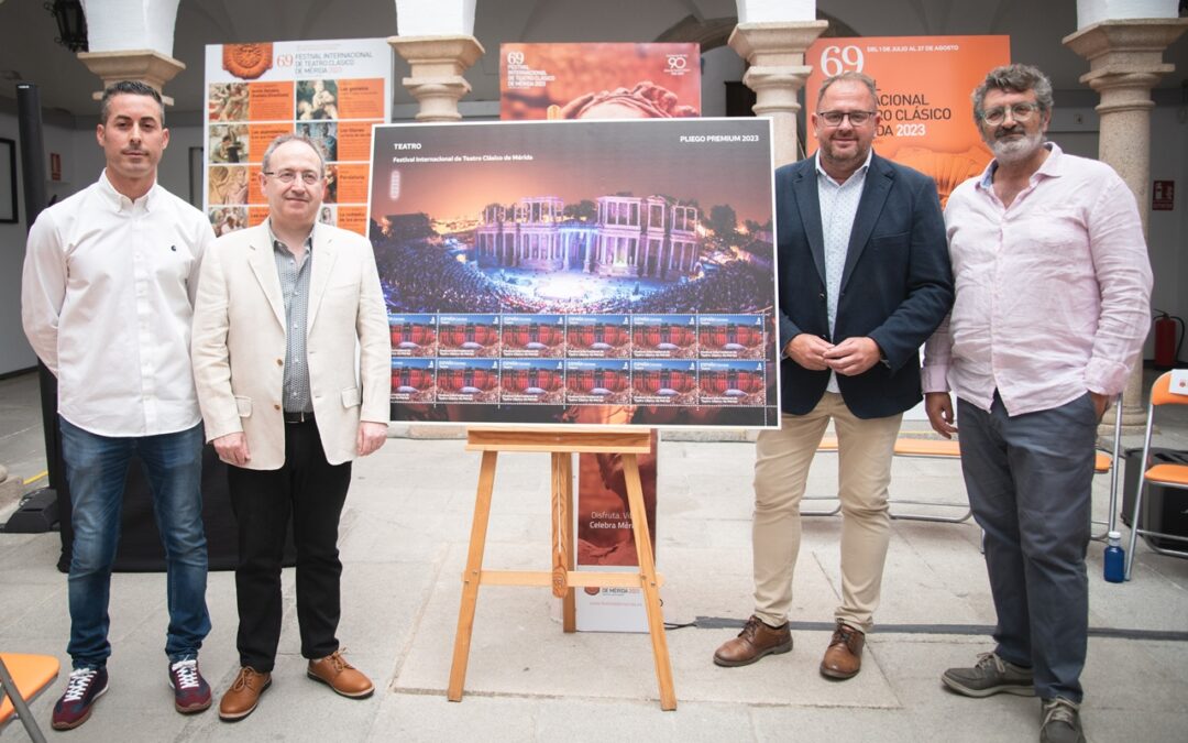 El Teatro Romano de Mérida es la imagen principal del nuevo sello de CORREOS con motivo del 90 aniversario del Festival Internacional de Teatro Clásico